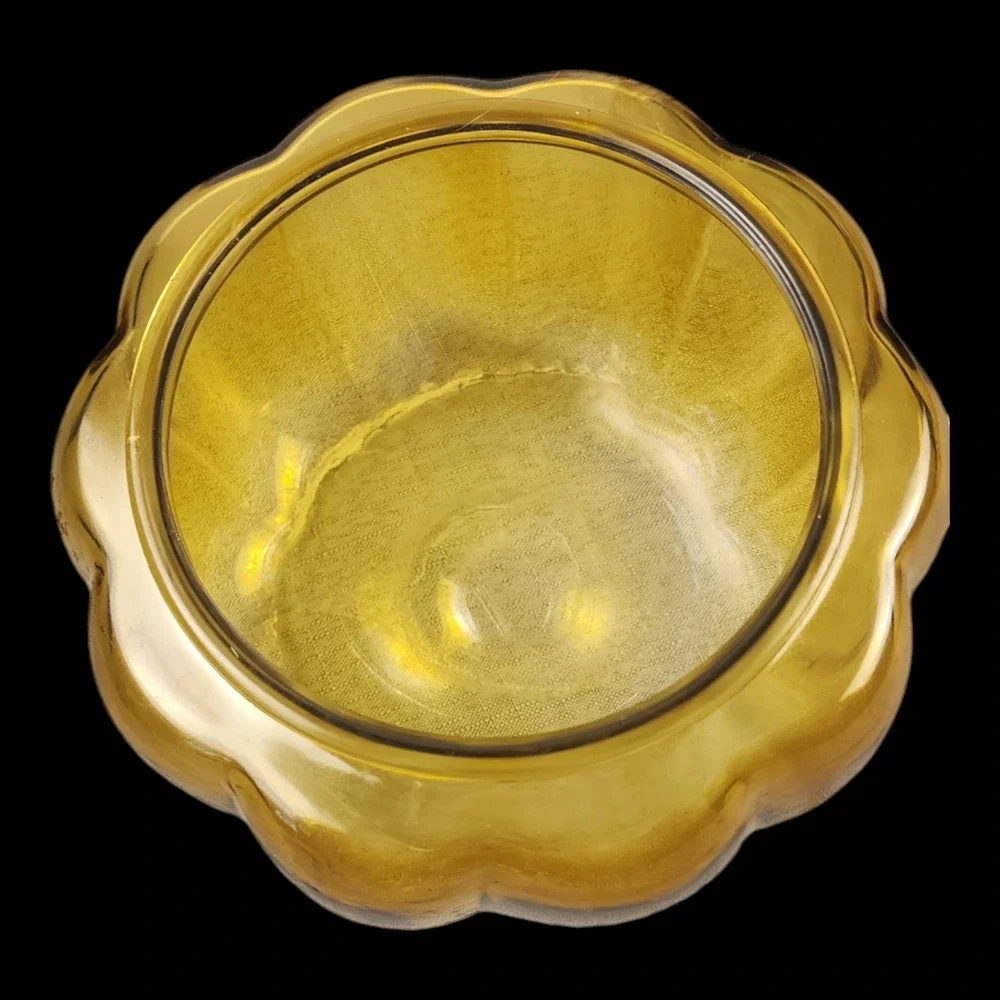Vintage Orange Glass Pumpkin Cookie Jar / Candy Bowl with Lid Halloween Fall